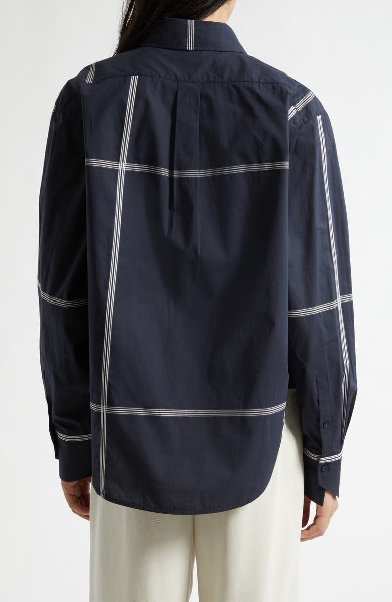 BOSS Saturday Asymmetric Check Cotton Button-Up Shirt, Alternate, color, Sky Captain