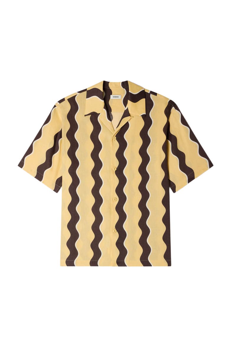 Printed linen shirt, Alternate, color, Light yellow