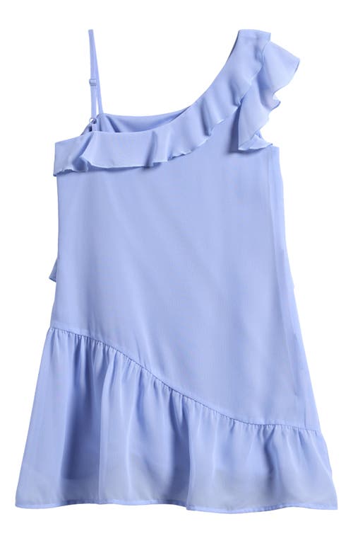 Ava & Yelly Kids' One-shoulder Ruffle Dress In Blue
