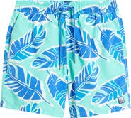 Tom & Teddy Palm Leaf Print Swim Trunks