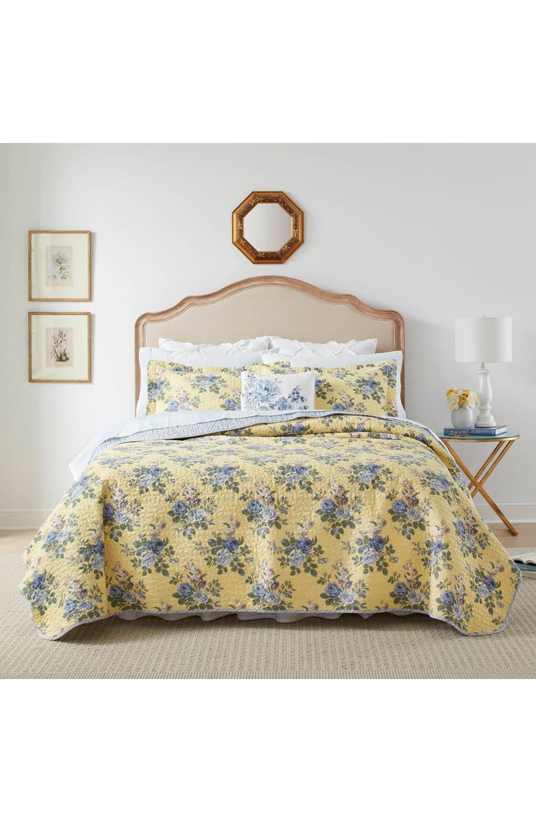 Laura Ashley Linley Quilt & Sham Set, Alternate, color, Yellow