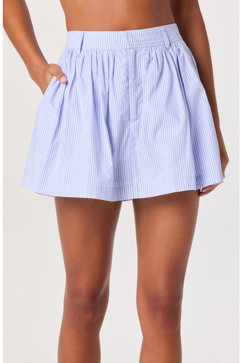 Barbara Pinstripe Cotton Miniskirt with Shorts Liner, Alternate, color, BLUE STRIPE