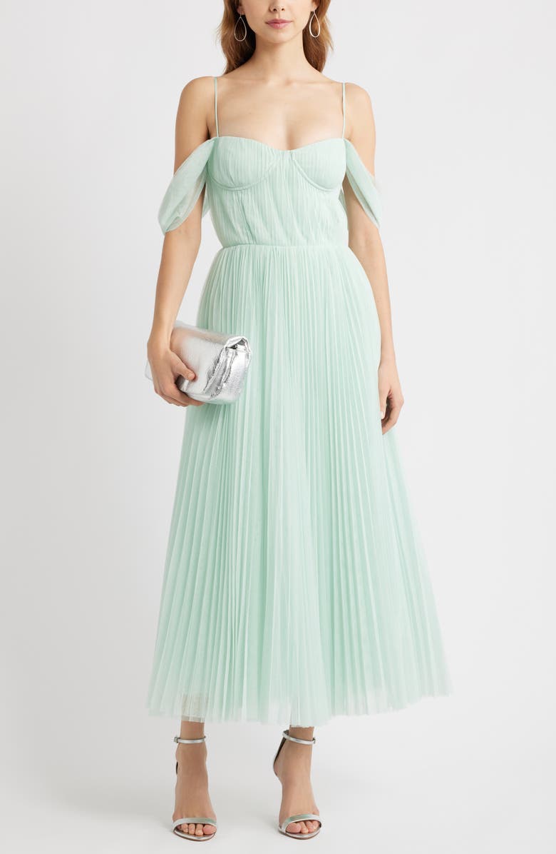 Chelsea28 Cold Shoulder Chiffon Cocktail Dress, Main, color, Seafoam