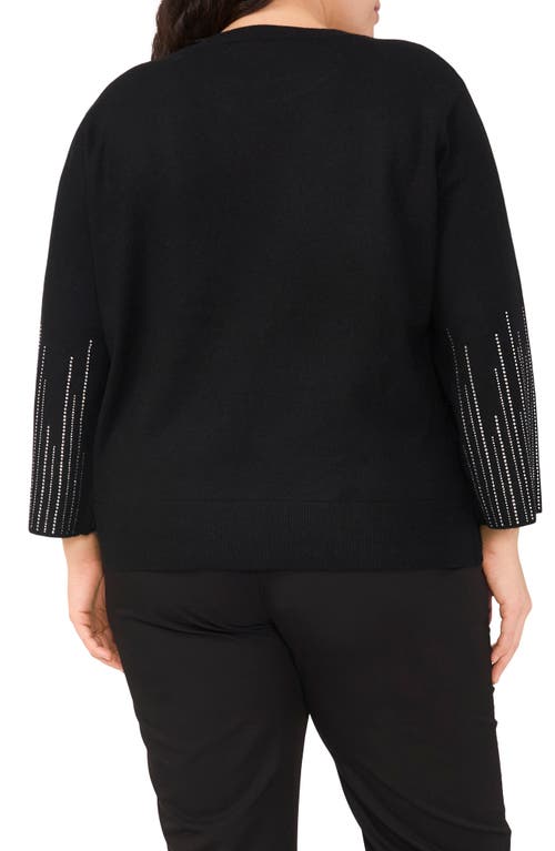 Vince Camuto Rhinestone Sleeve Sweater In Rich Black