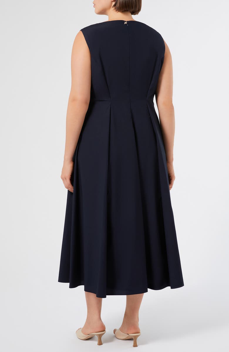 Marina Rinaldi Zimino Sleeveless Stretch Cotton Midi Dress, Alternate, color, Midnight Blue