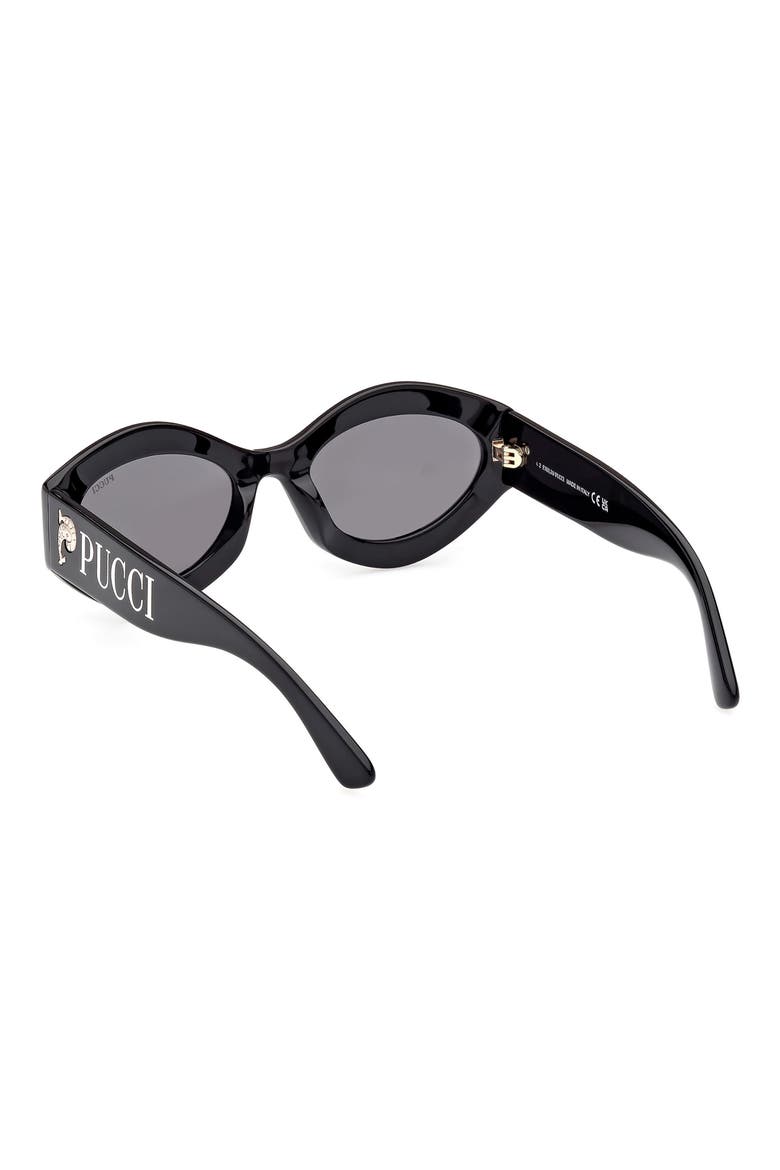 54mm Geometric Sunglasses, Alternate, color, SHINY BLACK / SMOKE