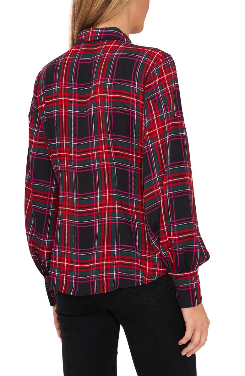 CeCe Plaid Pussy Bow Blouse, Alternate, color, 