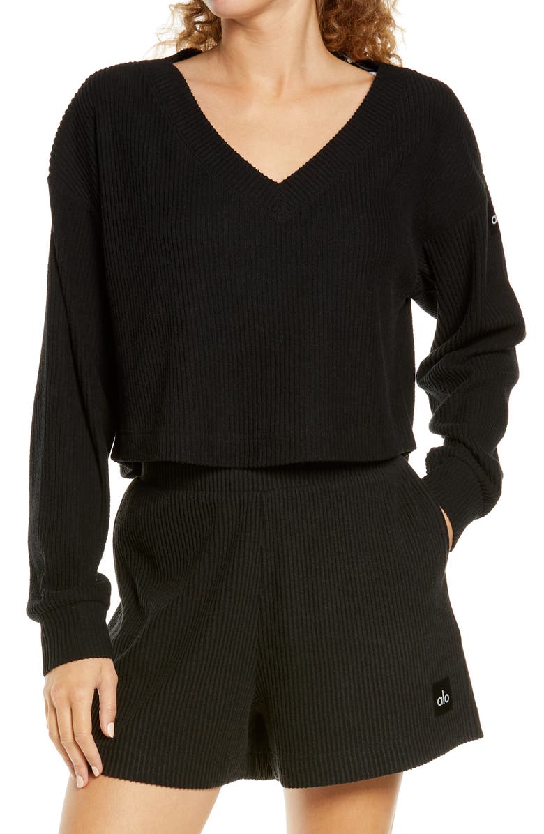 Alo Muse Ribbed Crop Pullover, Main, color,