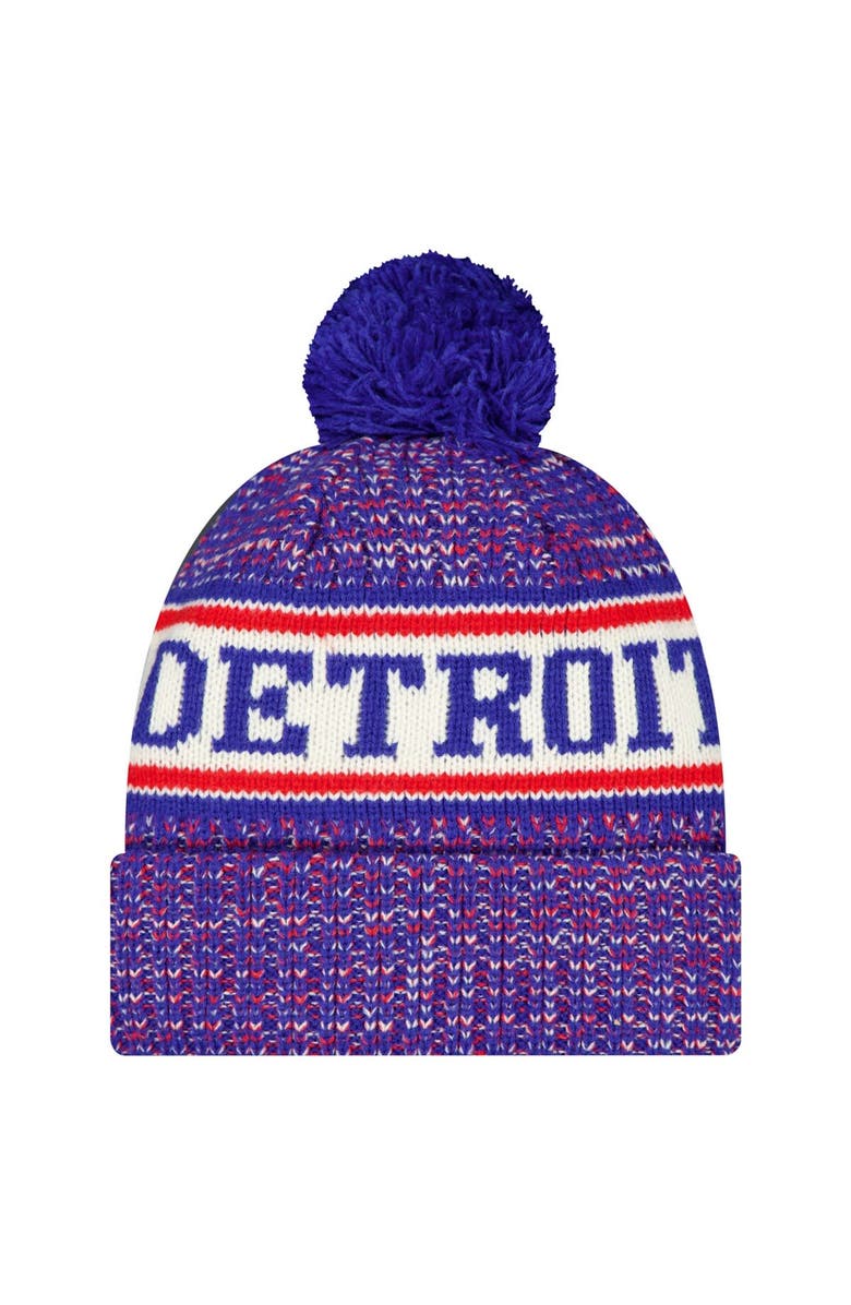 New Era Men's New Era Blue Detroit Pistons Team Cuffed Knit Hat with Pom, Alternate, color, Blue