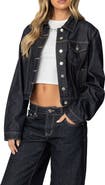 EDIKTED Barb Crop Denim Trucker Jacket