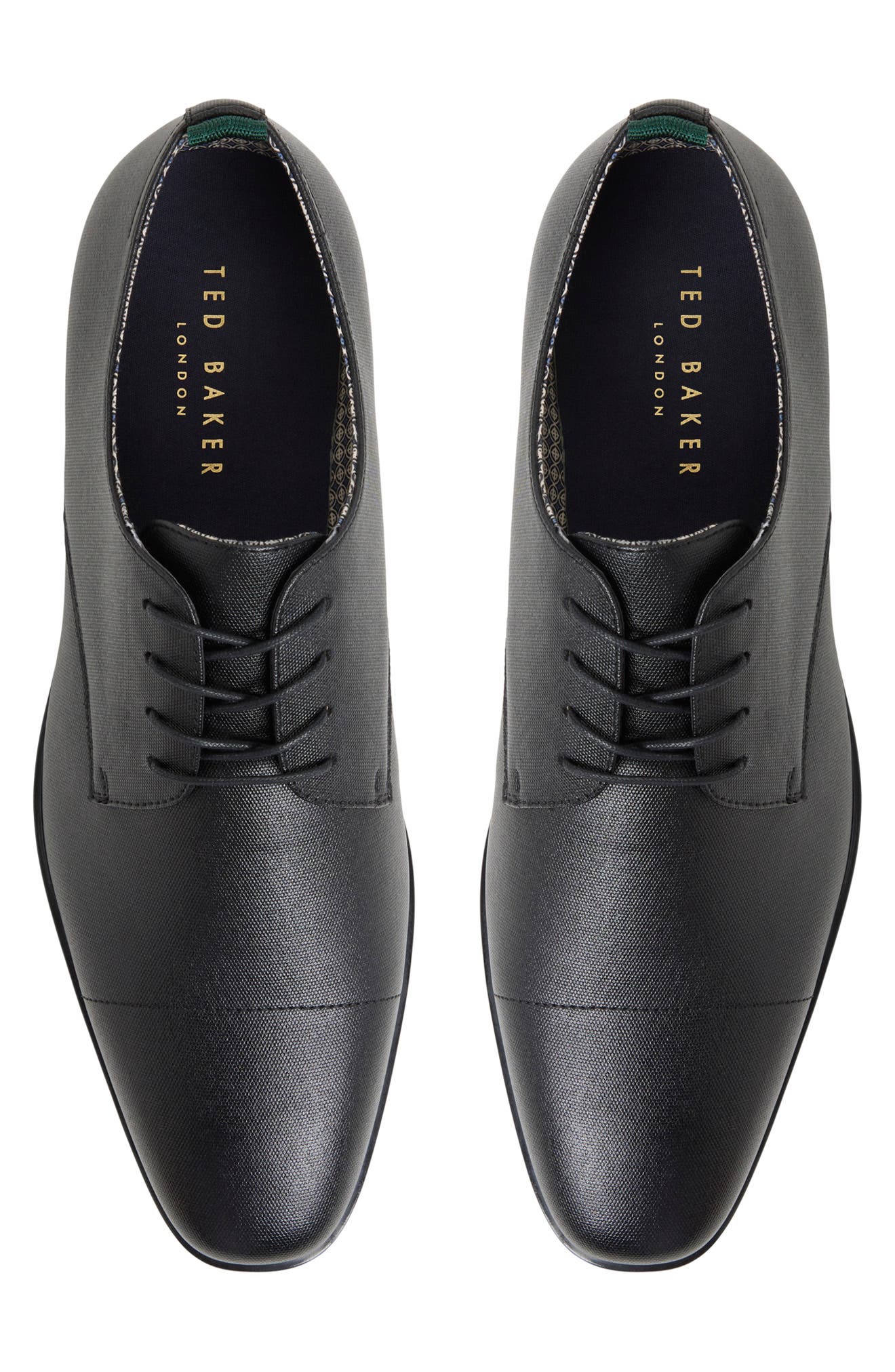 Ted Baker London Garratt Cap Toe Derby, Alternate, color, Black Emboss