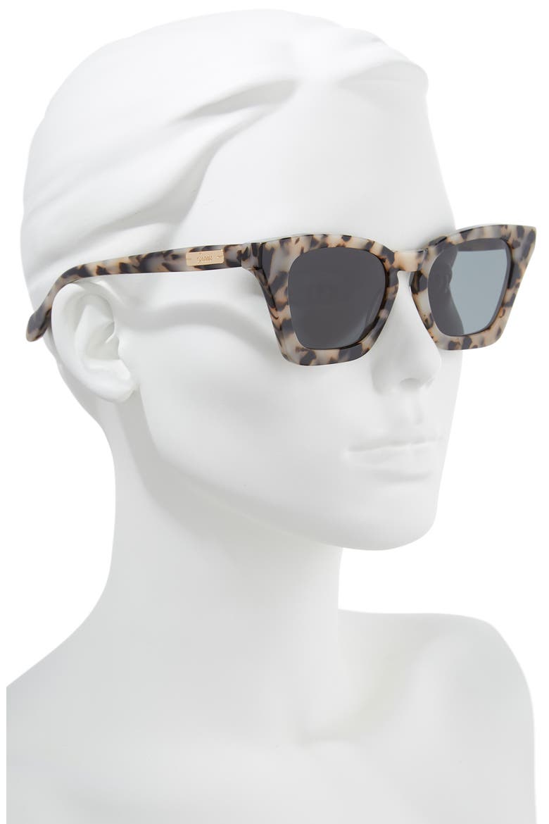 Ginza 50mm Cat Eye Sunglasses, Alternate, color, MILK TORTOISE/ BLACK SOLID