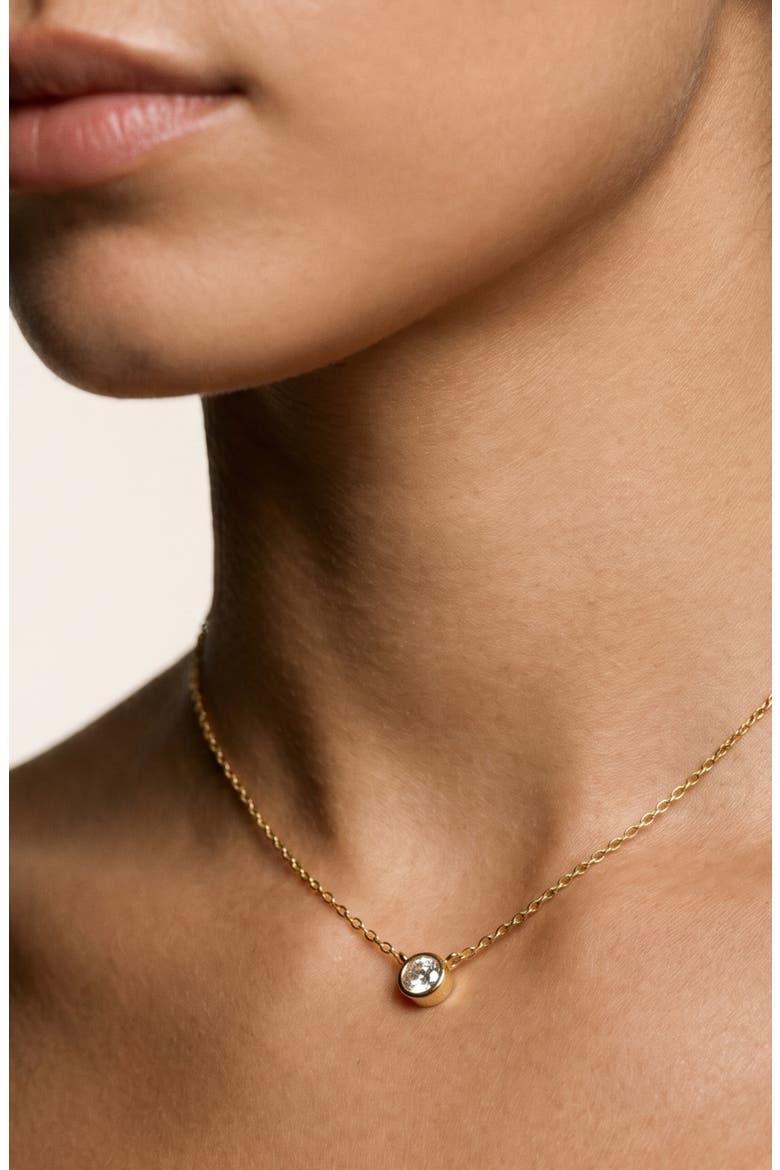 Lab Grown Diamond Bezel Pendant Necklace, Alternate, color, GOLD