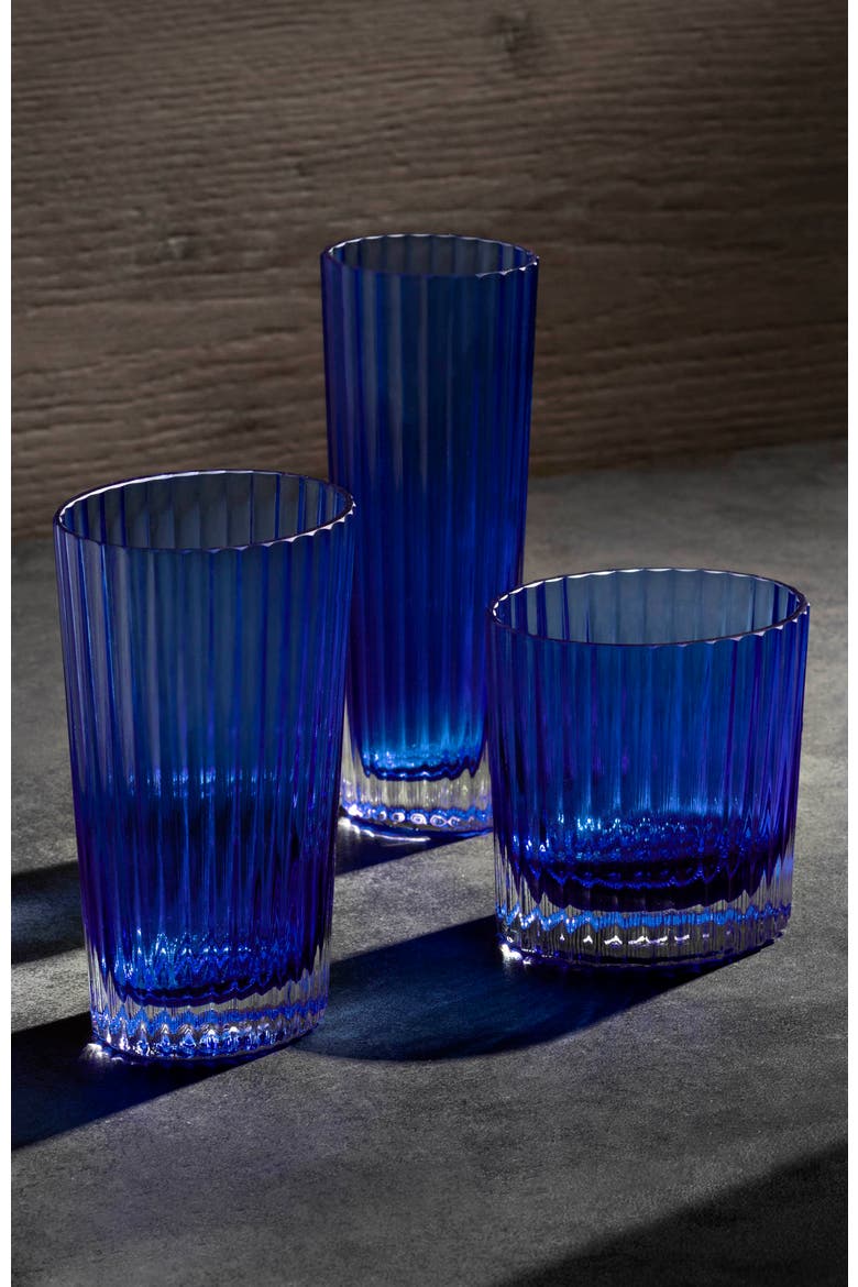 Water Glass NASTRI Set of 6  Blue 9.8 oz, H 4.75", Alternate, color, Blue