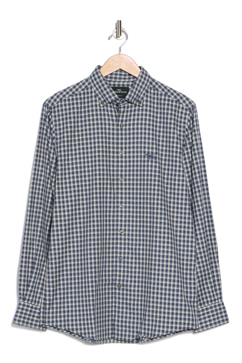 Signal Hill Grid Trim Fit Cotton Button-Up Shirt, Alternate, color, SLATE