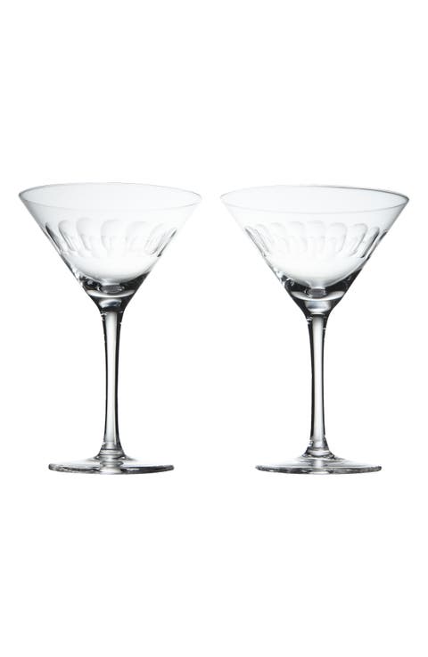 Set of 2 Crystal Martini Glasses