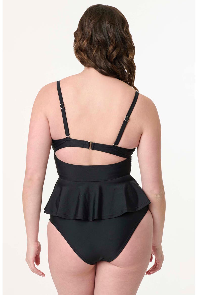 Peplum Solana Tankini Swim Top, Alternate, color, Black