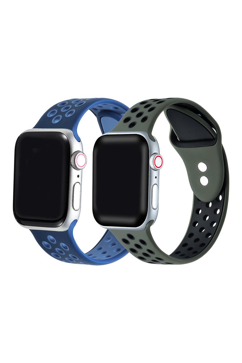 Assorted 2-Pack Silicone Apple Watch® Watchbands, Alternate, color, ASSORTED BLUE/ GREEN