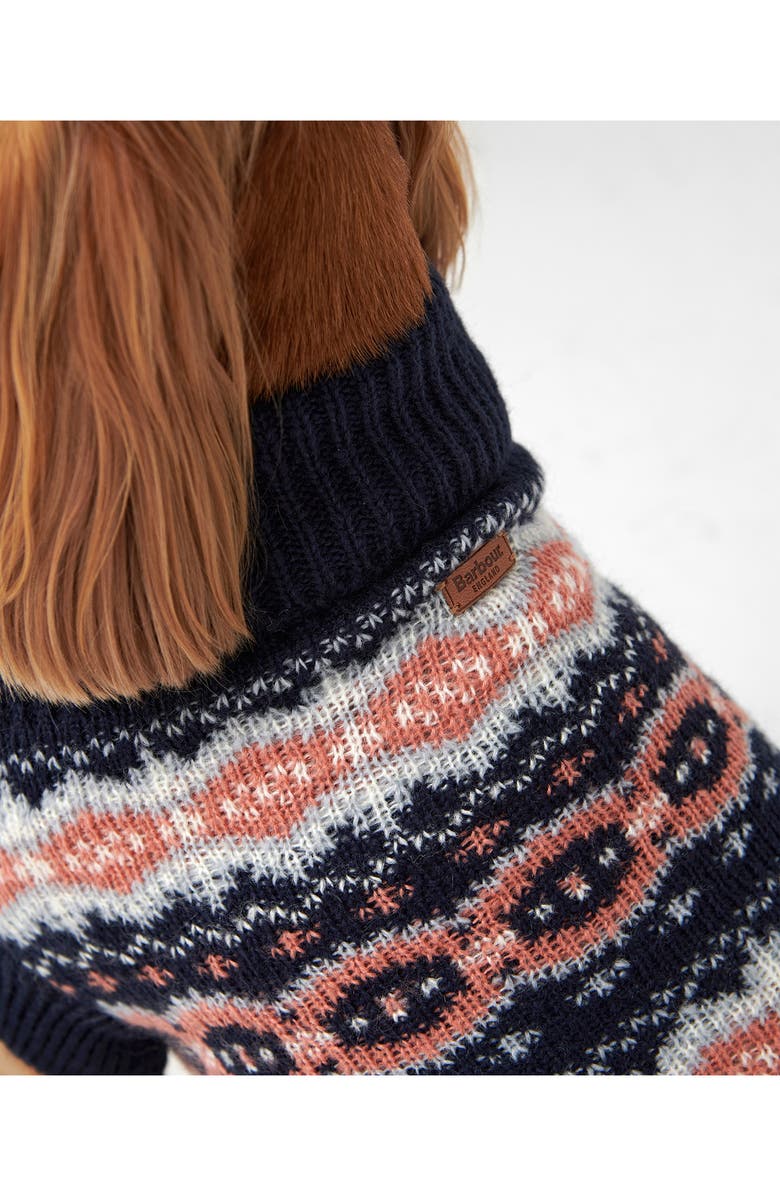 Barbour Fair Isle Dog Sweater & Beanie 2-Piece Gift Set, Alternate, color, Pink/ Navy