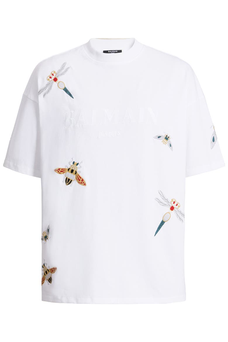 Embroidered Balmain Insect T-shirt, Alternate, color, white