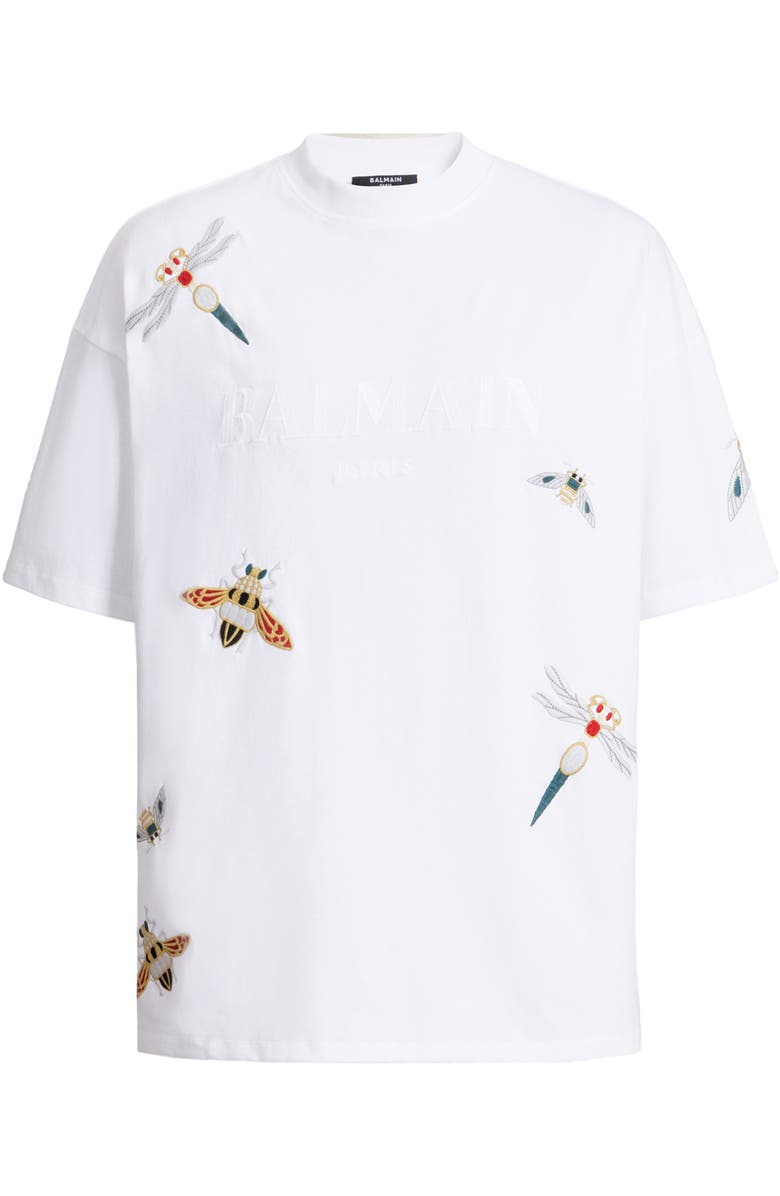 Balmain Embroidered Balmain Insect T-shirt, Alternate, color, White