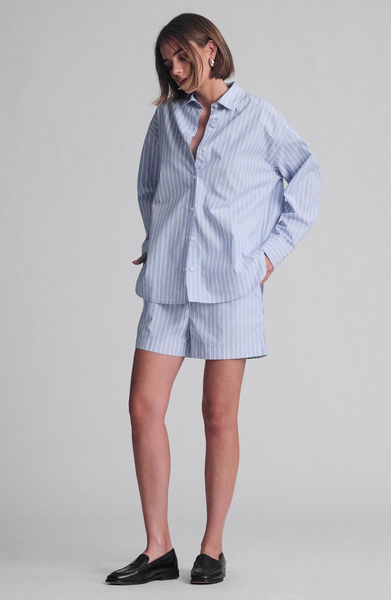 Mavi Jeans Stripe Oversize Cotton Button-Up Shirt, Alternate, color, Blue Stripe