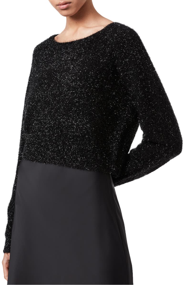 AllSaints Rosetta Tinsel Two Piece Sweater & Slipdress, Alternate, color,