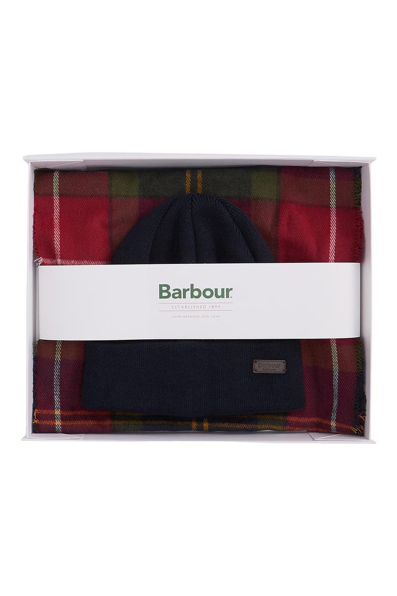 Swinton Tartan Scarf & Beanie Set, Alternate, color, WINTERBERRY TARTAN