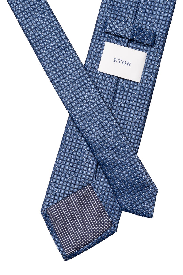Micro Geo Silk Tie, Alternate, color, DARK BLUE