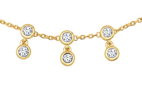 Crislu Tri Bezel Anklet In Gold