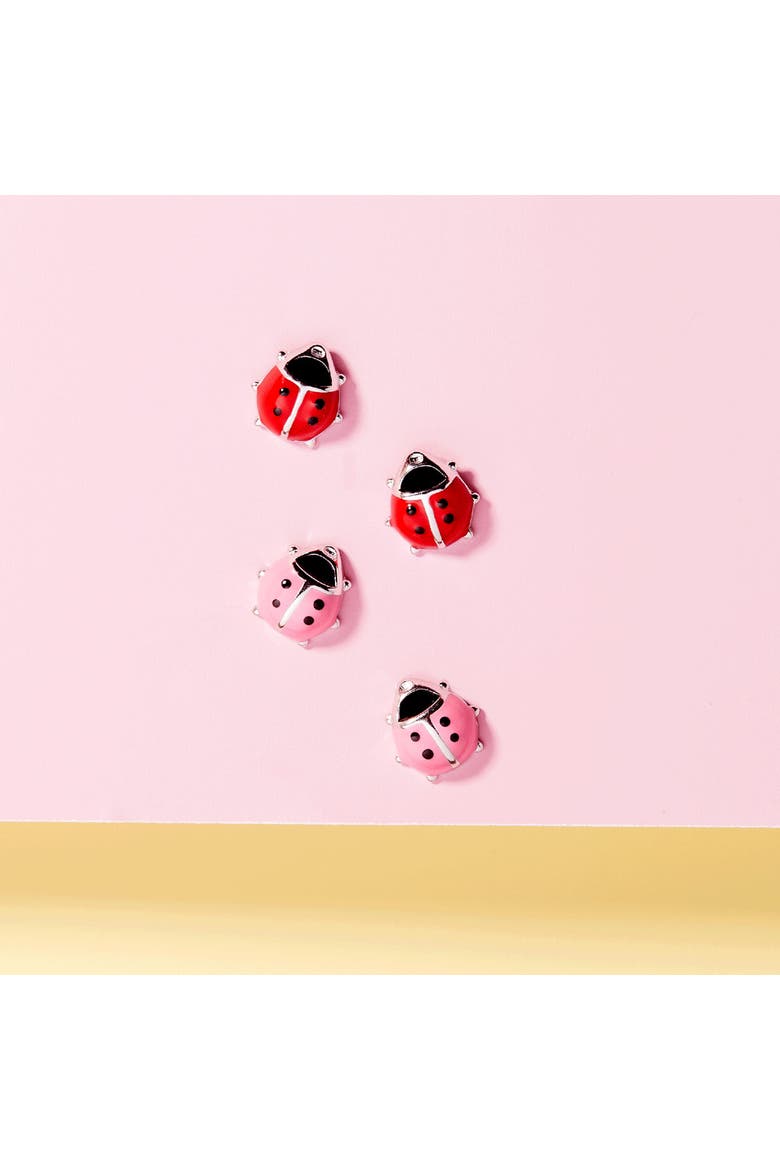 Adorable Enamel Ladybug Earrings, Alternate, color, Red