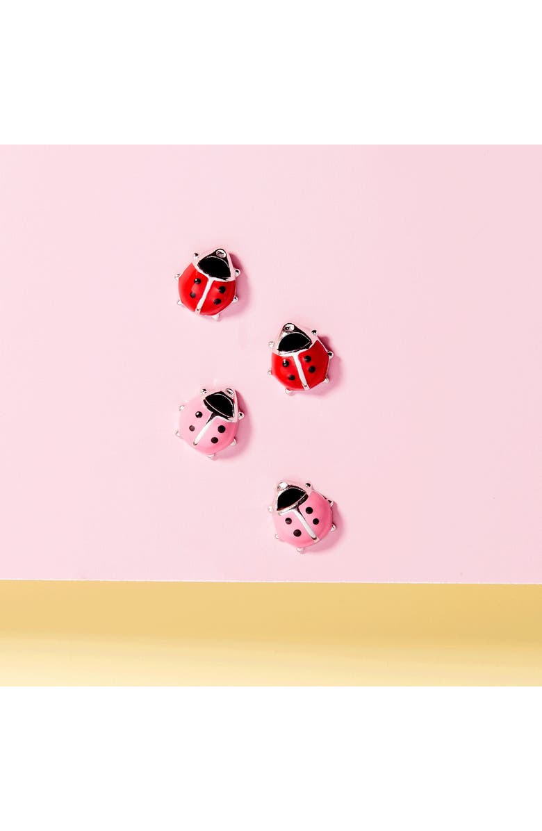 In Season Jewelry Adorable Enamel Ladybug Earrings, Alternate, color, Red