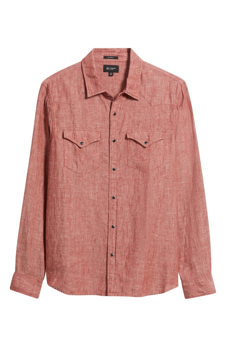 AG Rogan Linen Snap-Up Western Shirt, Alternate, color, Heritage Adobe Clay