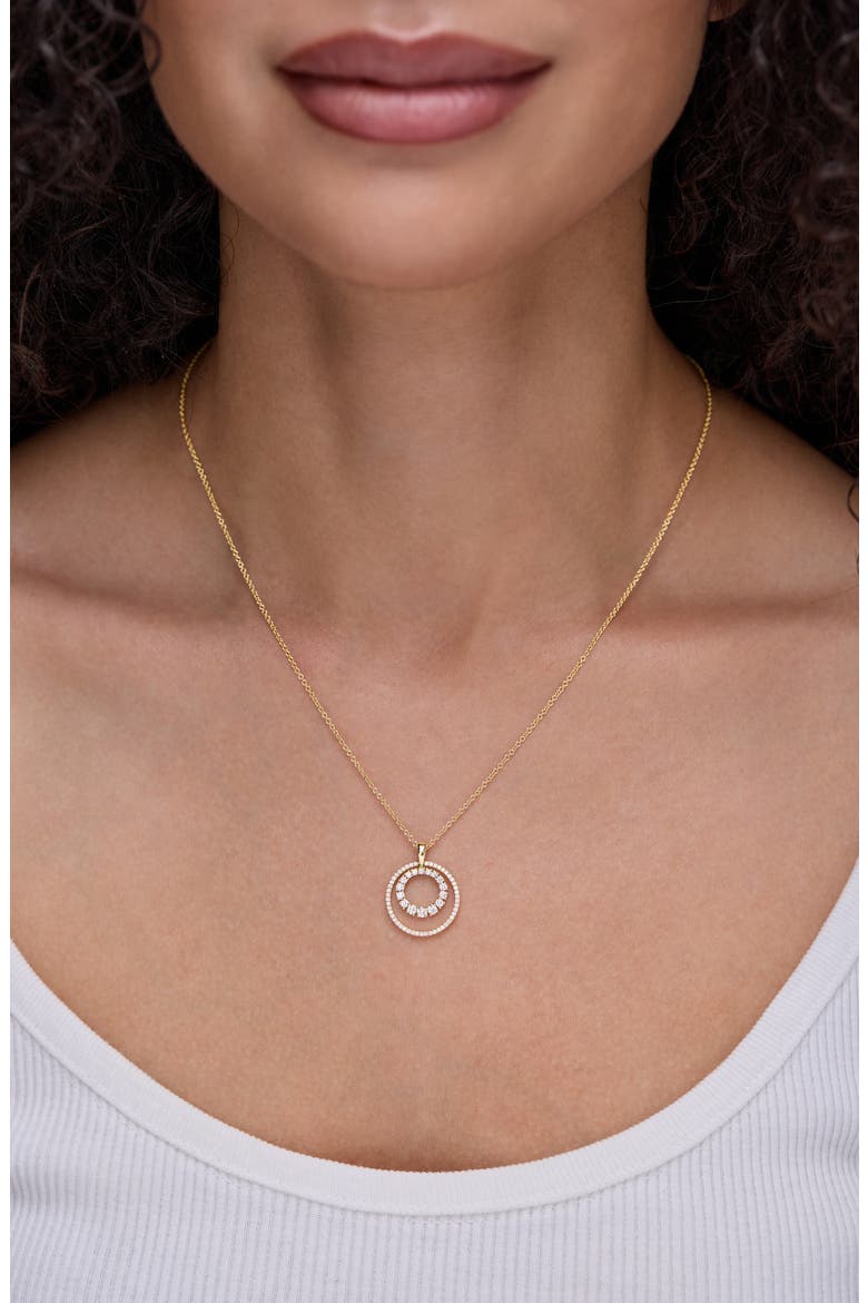Solstice 18K Gold Double Diamond Circle Pendant Necklace, Alternate, color, 18K YELLOW GOLD