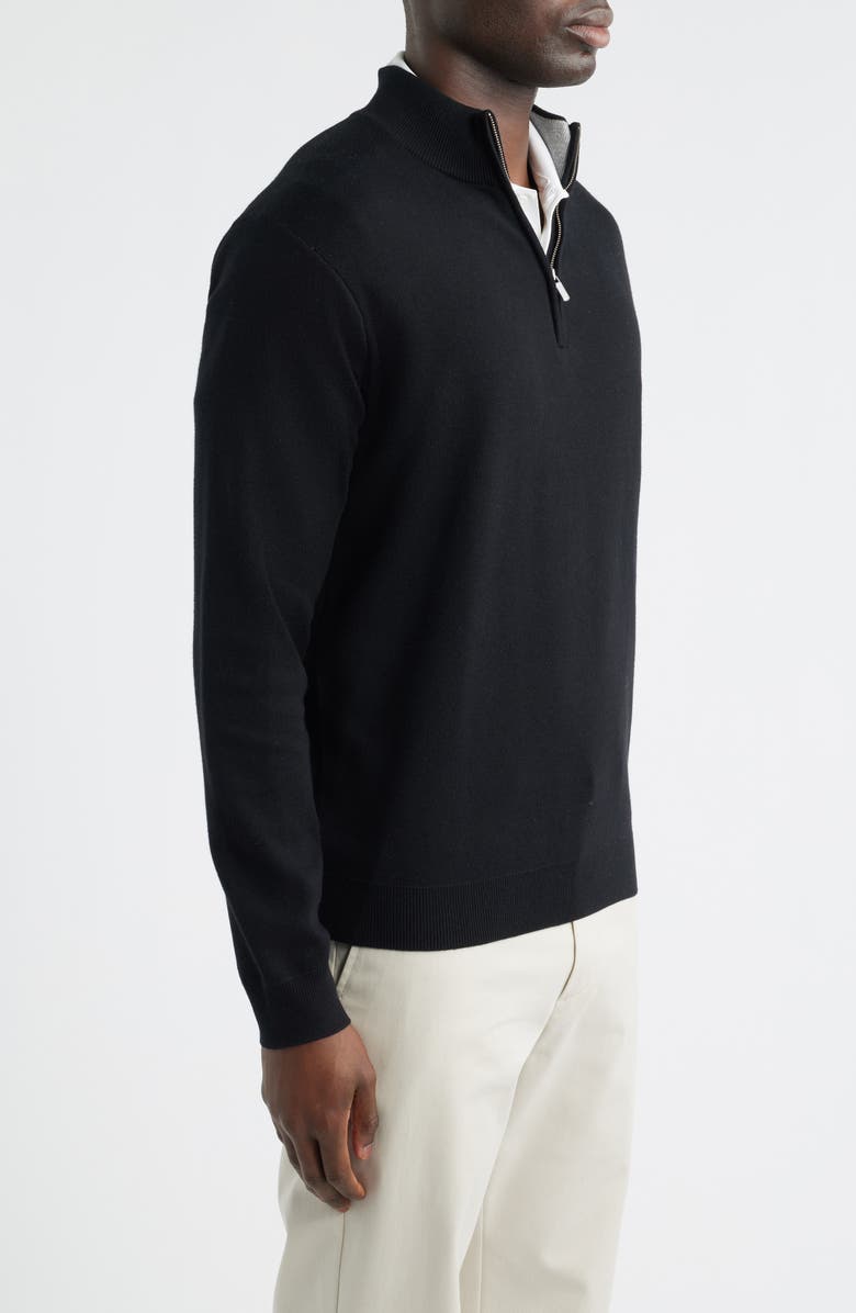 Peter Millar Coolspun Lite Quarter Zip Sweater, Alternate, color, Black