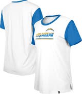 New Era Women's New Era White/Blue Los Angeles Chargers Third Down Colorblock T-Shirt