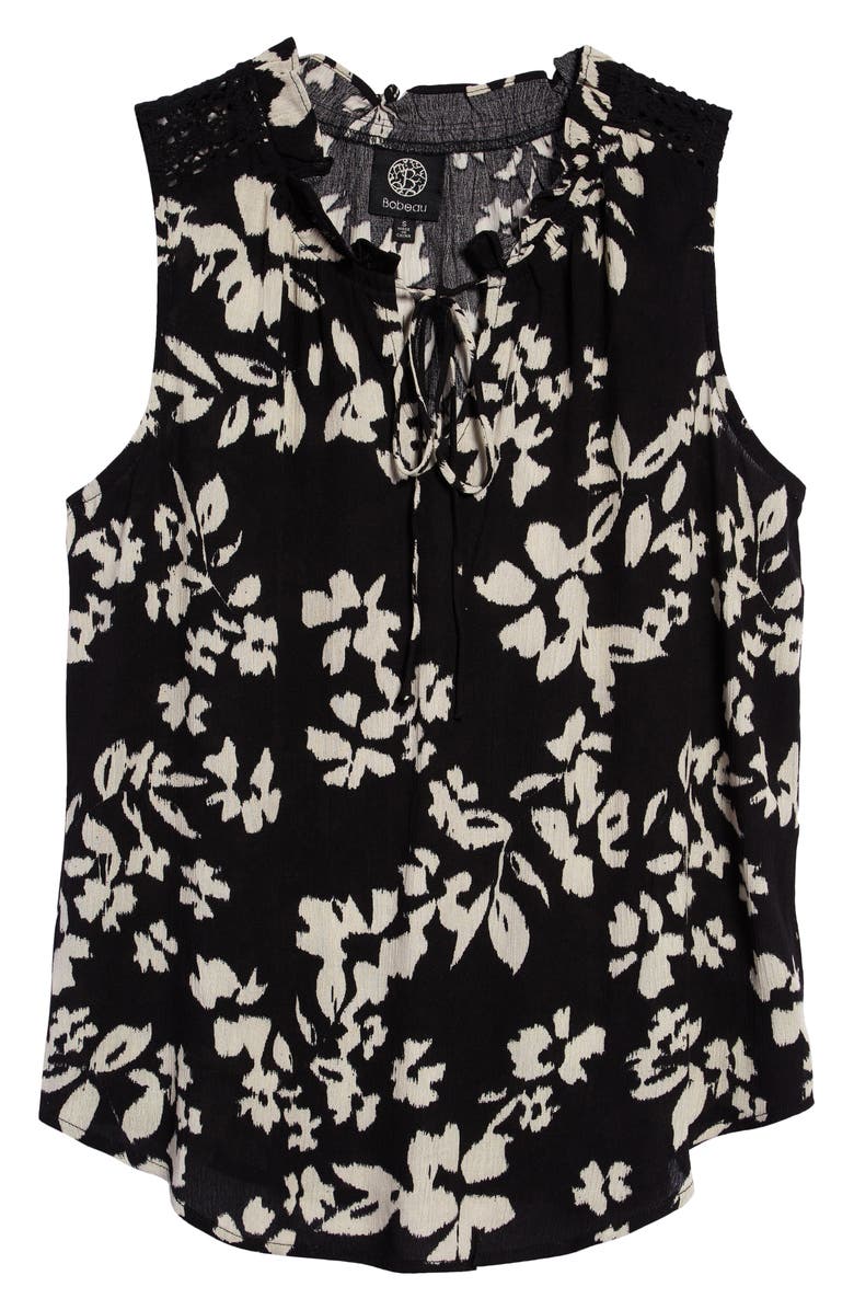 Bobeau Crochet Shoulder Split Neck Blouse, Alternate, color, 