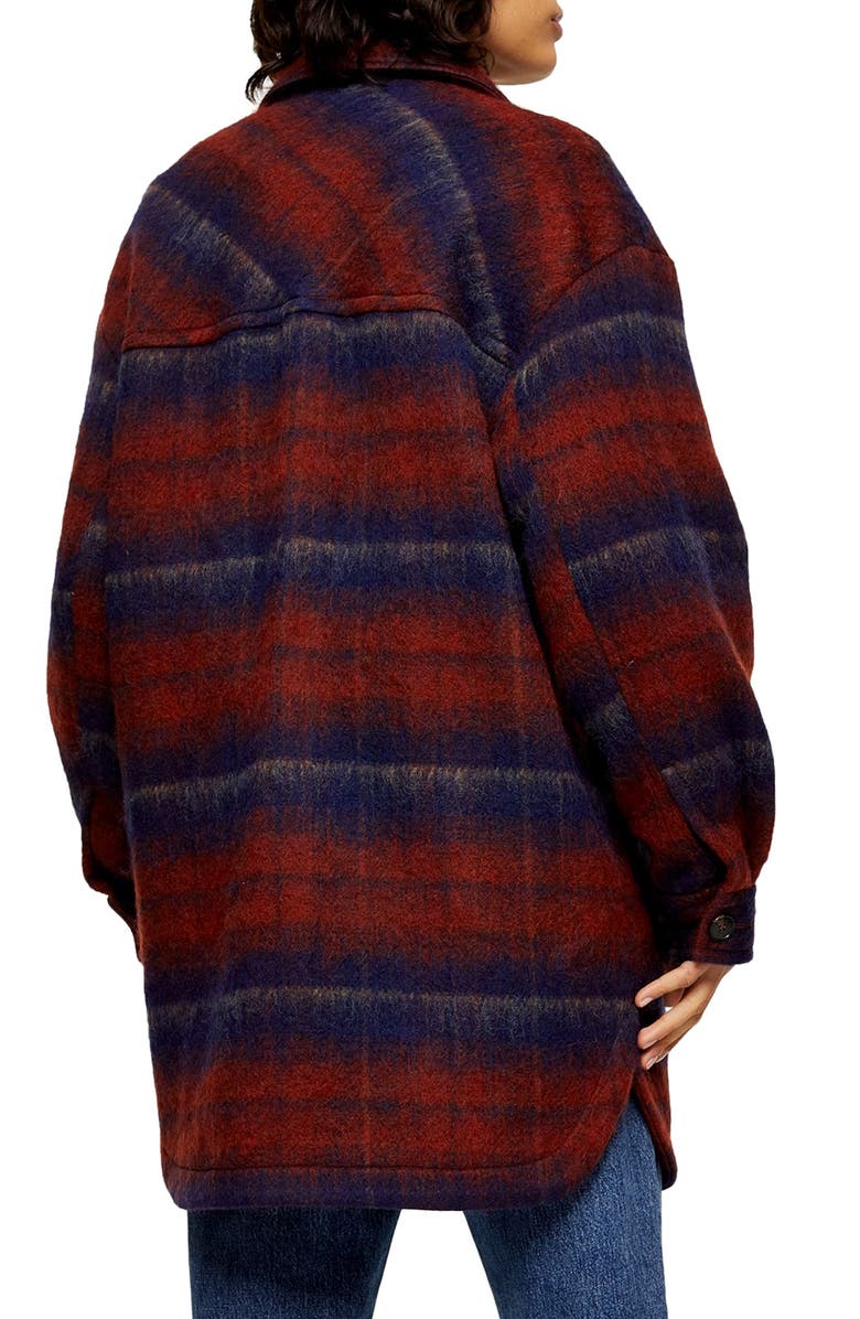 Topshop Plaid Mac Jacket, Alternate, color,