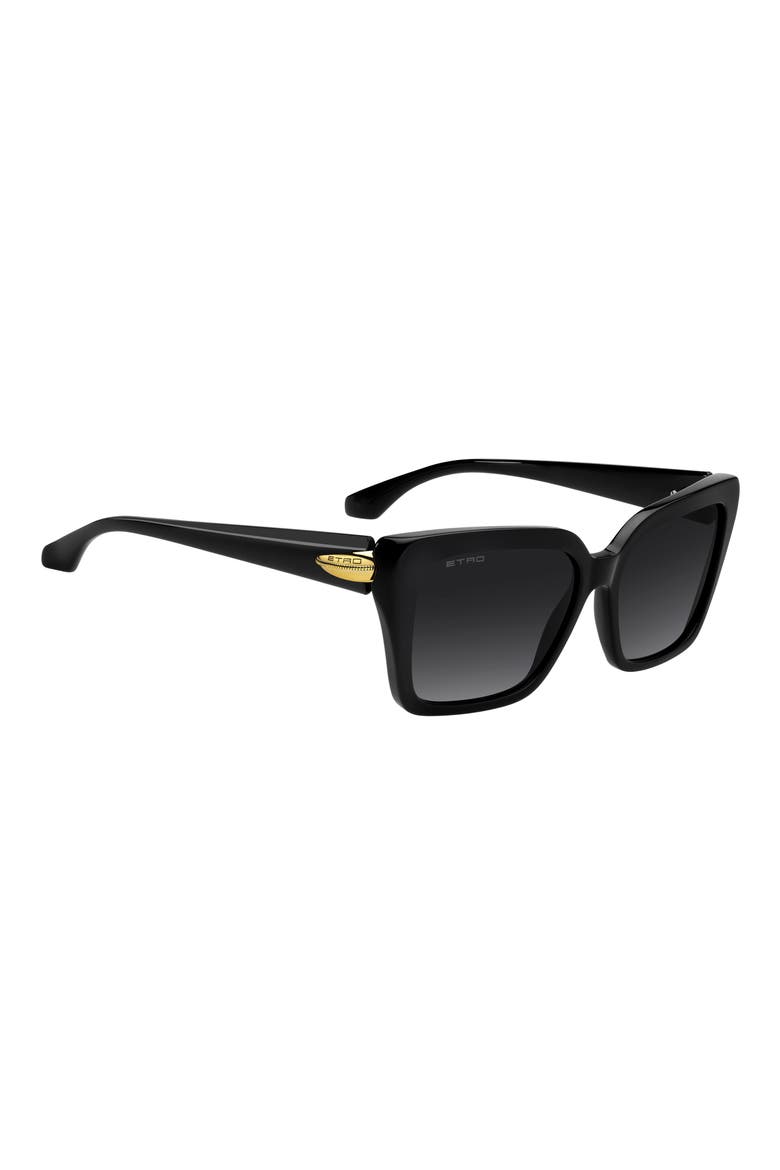 0151/S 56mm Gradient Rectangular Sunglasses, Alternate, color, BLACK/ DARK GREY SF