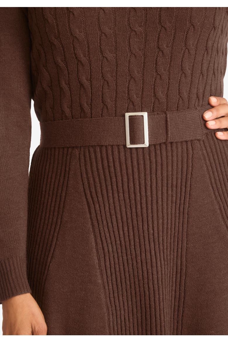 Belted Cable Sweater Dress, Alternate, color, EVENING BLUE