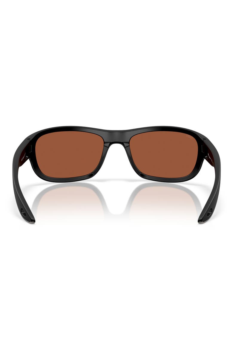 Clipperton 58mm Polarized Rectangular Sunglasses, Alternate, color, MATTE BLACK/ GREEN MIRROR 580G