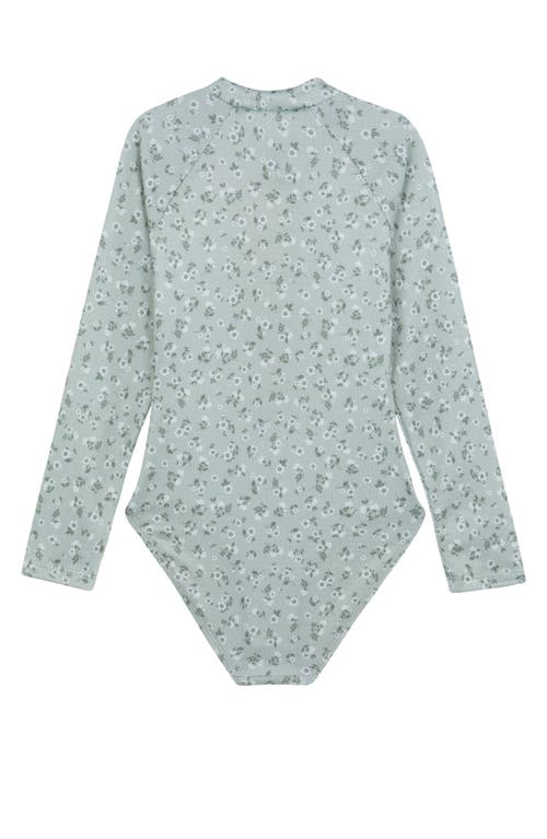 Gottex Kids Ditsy Dream Textured Long Sleeve Zip Front One Piece