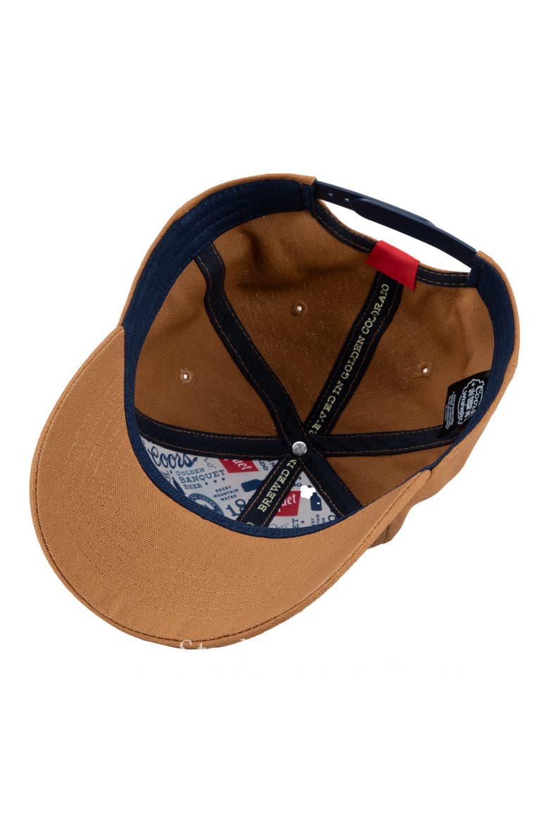 Embroidered Patch Snap Back Cap, Alternate, color, BROWN
