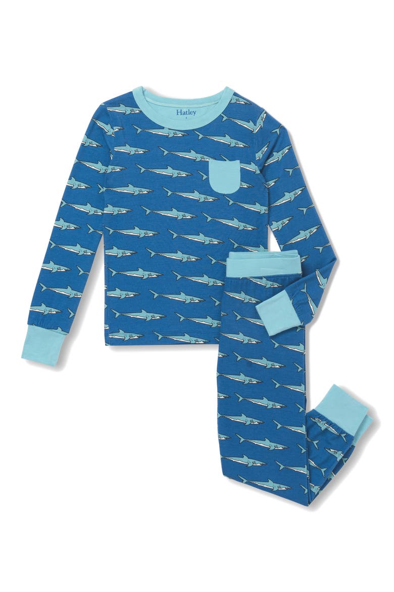 Kids' Shark Tank Bam Fitted Two-Piece Pajamas, Main, color, BLUE