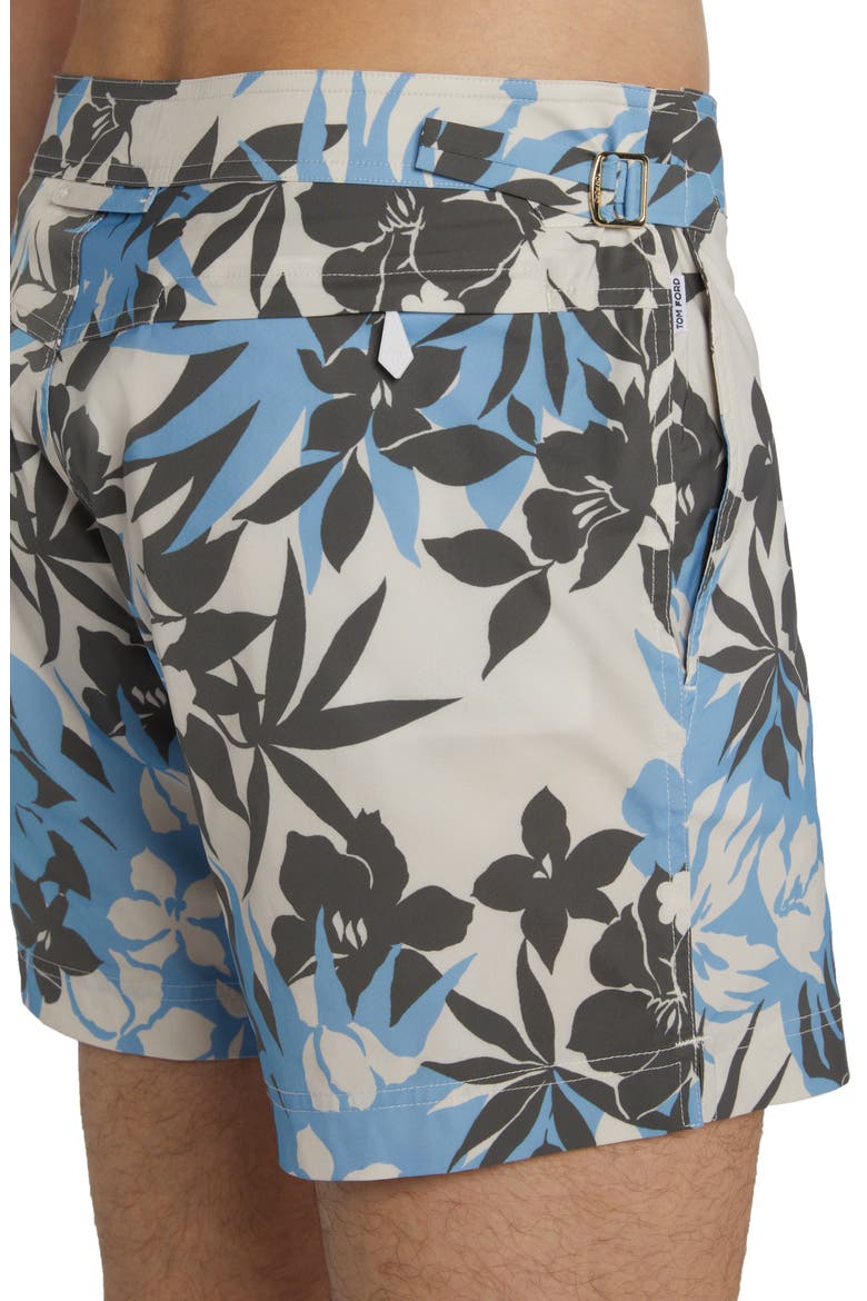 Tropical Floral Compact Poplin Swim Trunks, Alternate, color, NEW TROPICAL FLOWER BLUE