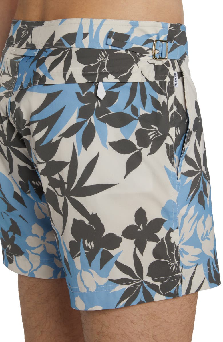 TOM FORD Tropical Floral Compact Poplin Swim Trunks, Alternate, color, 