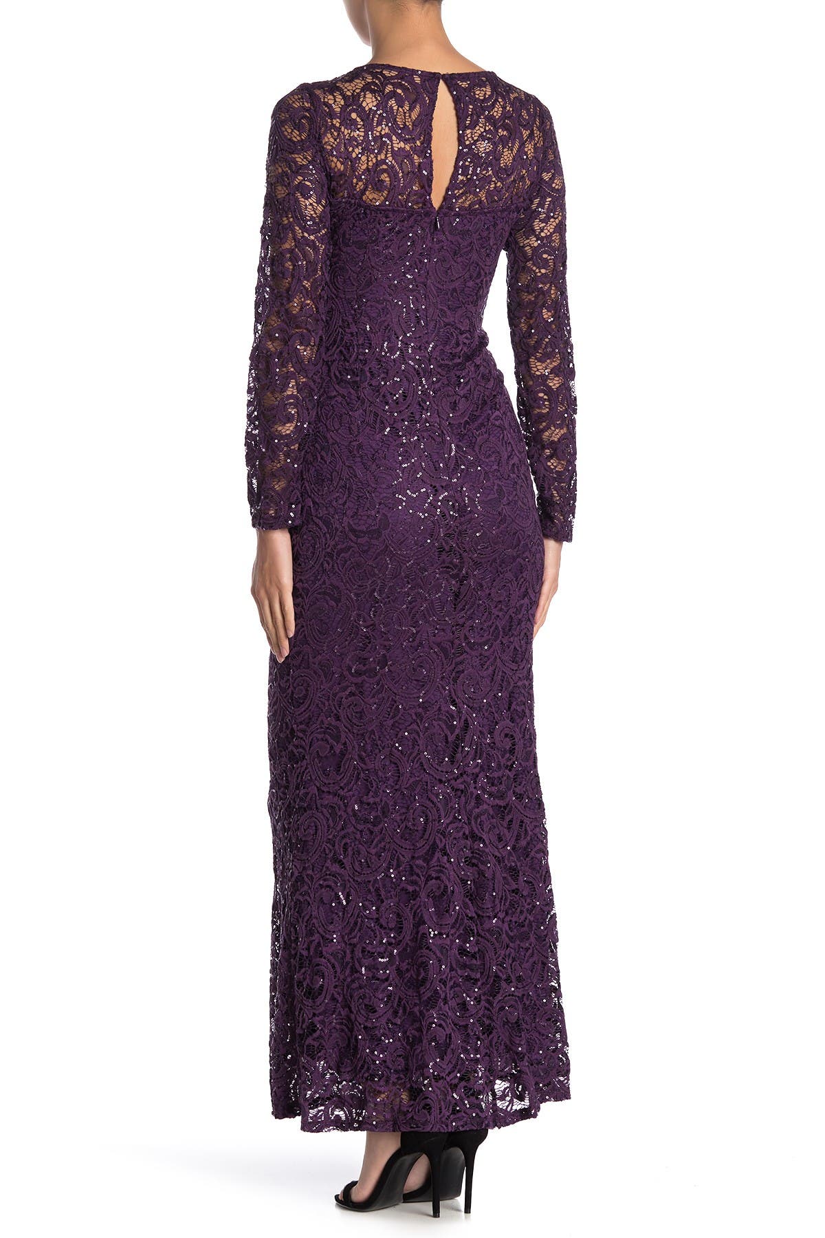 Sequin Lace Long Sleeve Gown - image 2