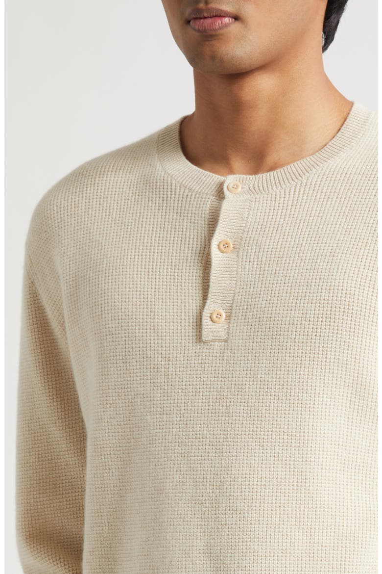Cashmere Thermal Waffle Stitch Henley Sweater, Alternate, color, NATURAL