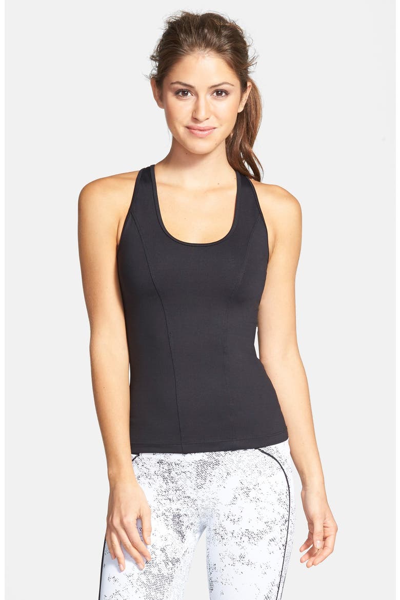 'Capacity' Racerback Tank, Alternate, color, BLACK/ BLACK MESH