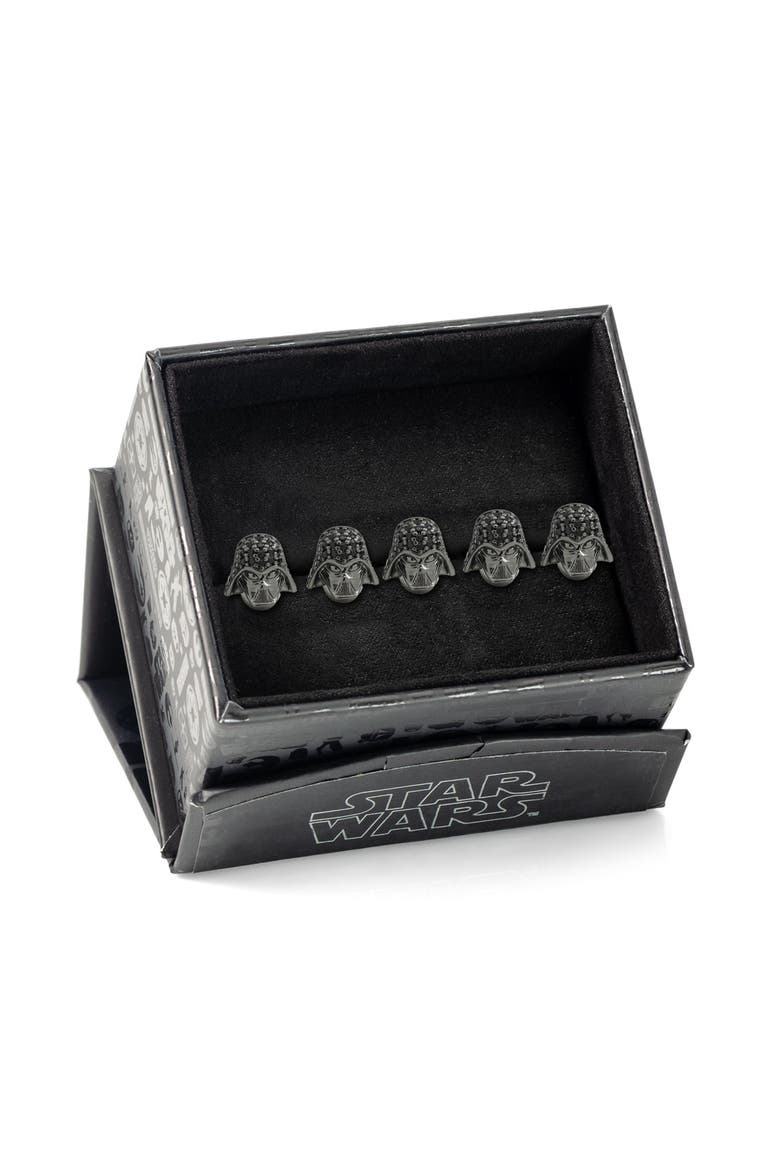 Set of 5 Darth Vader Crystal Helmet Shirt Studs, Alternate, color, BLACK